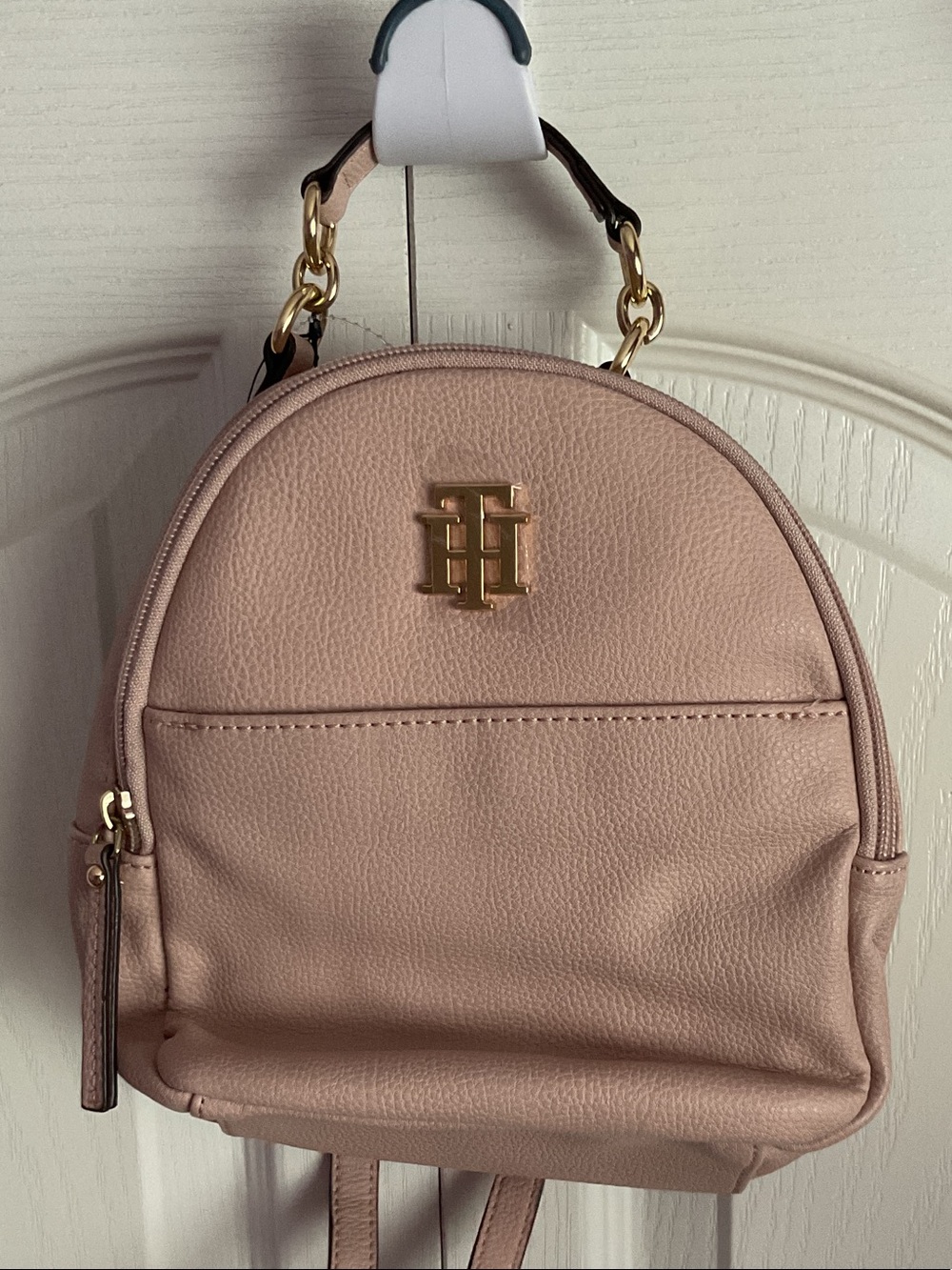 Tommy Hilfiger Blush Pink Mini Backpack with Gold Hardware